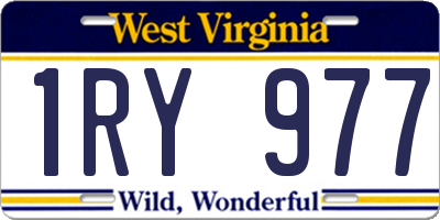 WV license plate 1RY977