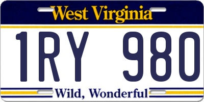 WV license plate 1RY980