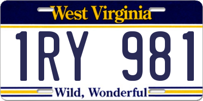 WV license plate 1RY981