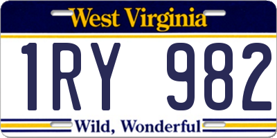 WV license plate 1RY982