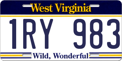 WV license plate 1RY983