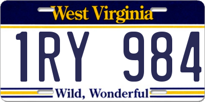 WV license plate 1RY984