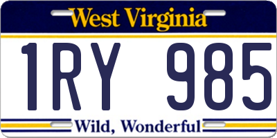 WV license plate 1RY985