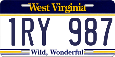 WV license plate 1RY987
