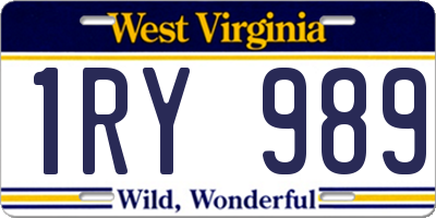 WV license plate 1RY989
