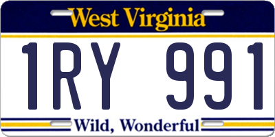WV license plate 1RY991