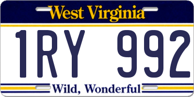 WV license plate 1RY992