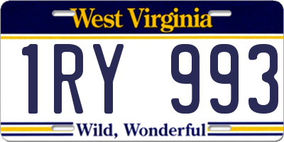 WV license plate 1RY993