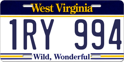 WV license plate 1RY994