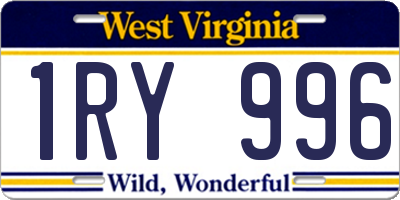 WV license plate 1RY996