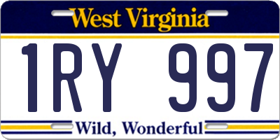 WV license plate 1RY997