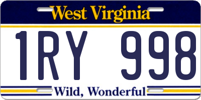 WV license plate 1RY998