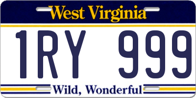WV license plate 1RY999