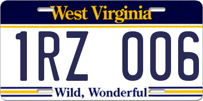 WV license plate 1RZ006