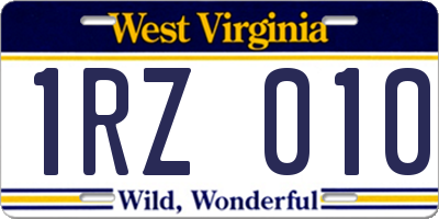 WV license plate 1RZ010