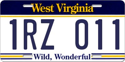 WV license plate 1RZ011