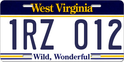 WV license plate 1RZ012