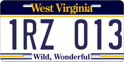 WV license plate 1RZ013