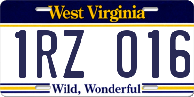 WV license plate 1RZ016
