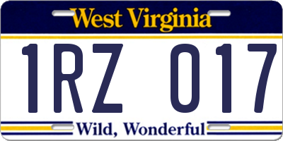 WV license plate 1RZ017
