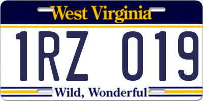 WV license plate 1RZ019