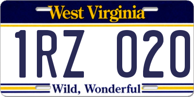 WV license plate 1RZ020