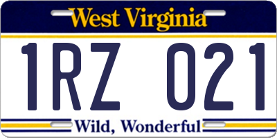 WV license plate 1RZ021