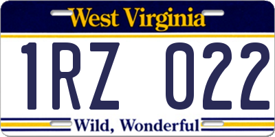 WV license plate 1RZ022