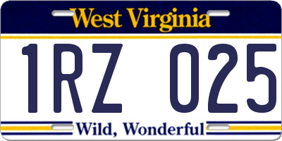 WV license plate 1RZ025