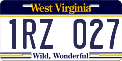 WV license plate 1RZ027