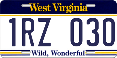 WV license plate 1RZ030