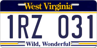 WV license plate 1RZ031