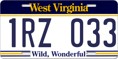 WV license plate 1RZ033