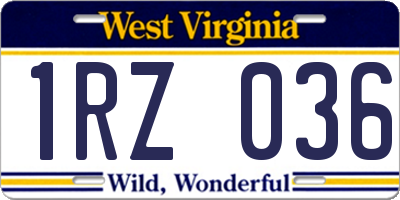 WV license plate 1RZ036