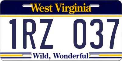 WV license plate 1RZ037
