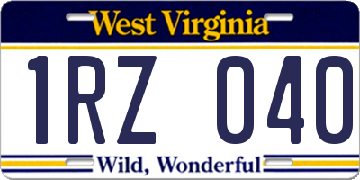 WV license plate 1RZ040