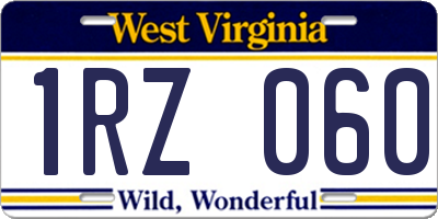 WV license plate 1RZ060