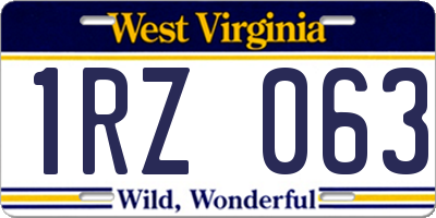 WV license plate 1RZ063