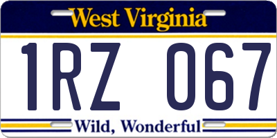 WV license plate 1RZ067