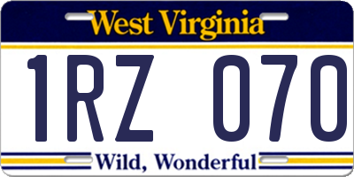 WV license plate 1RZ070