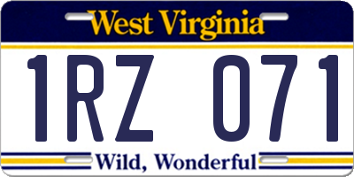 WV license plate 1RZ071