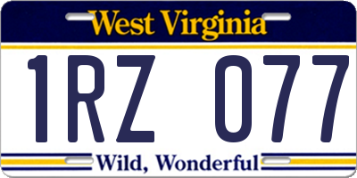 WV license plate 1RZ077