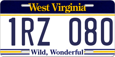 WV license plate 1RZ080