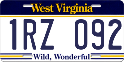 WV license plate 1RZ092