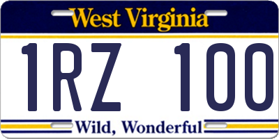 WV license plate 1RZ100