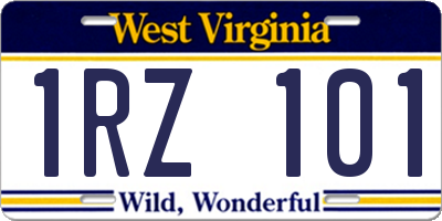 WV license plate 1RZ101