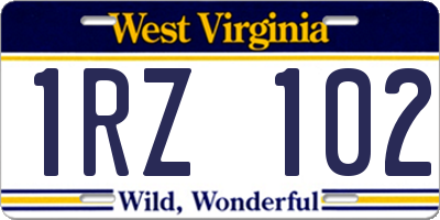 WV license plate 1RZ102