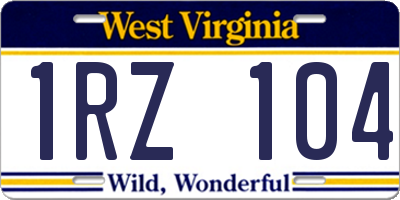 WV license plate 1RZ104