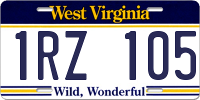 WV license plate 1RZ105