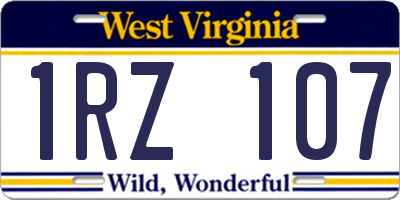 WV license plate 1RZ107